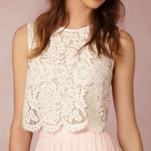 Jenny Yoo Ivory Lace Crop Top